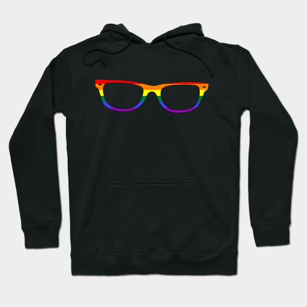 Gay Pride Rainbow Flag Glasses Hoodie by Scar